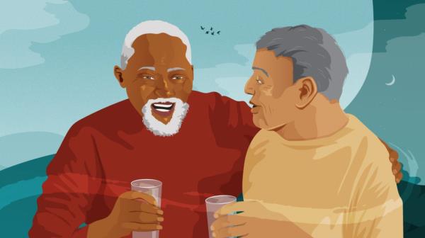 Two older men havin<em></em>g a conversation