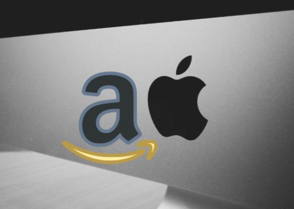 Apple and Amazon logos.