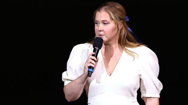 Comedian Amy Schumer seen here talking while on stage.
